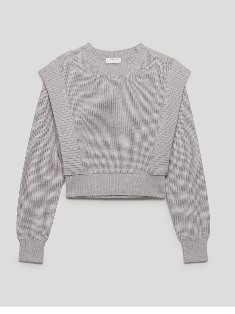 Aritzia Babaton Merino wool Grazia Sweater Cropped Crewneck Sweater in Gray